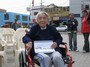 A wheelchair recipient in Casma